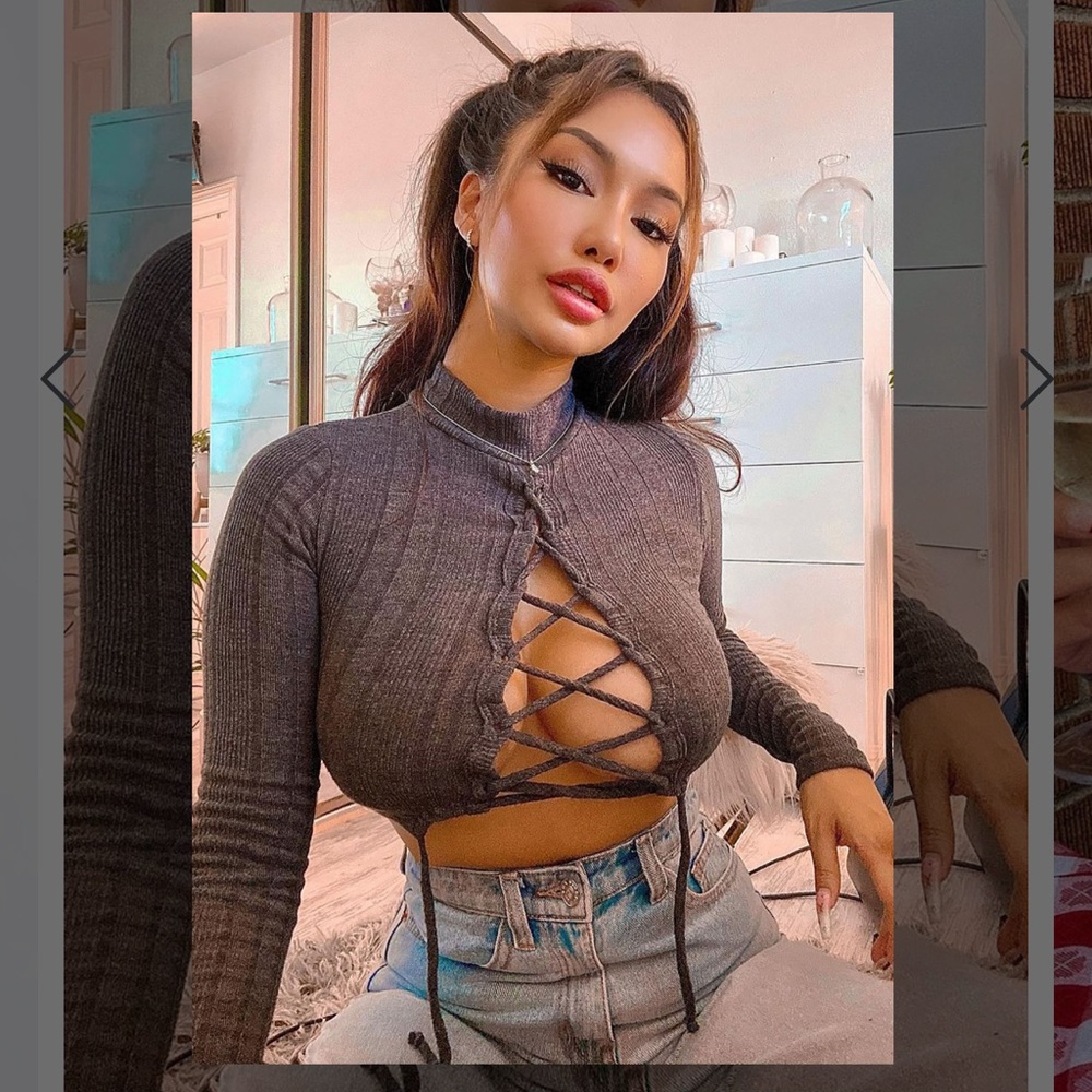 fashionnova long sleeve tie crop